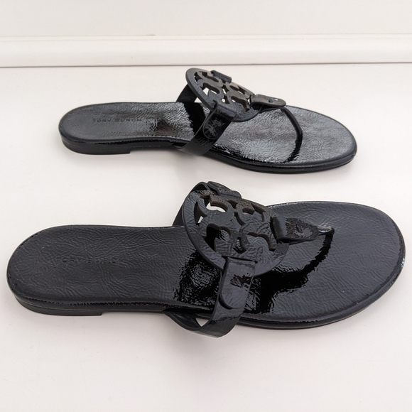 EUC! Tory Burch Miller Sandal In Black Patent Leather Size 7.5 - Picture 7 of 16